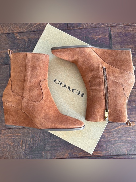 Coach suede wedge booties. - Picture 3 of 14
